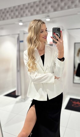 Żakiet biały cyrkonie