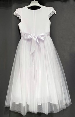 Sukienka dziecięca długa tiul haft biel