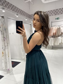 Sukienka midi tiul odkryte plecy zieleń