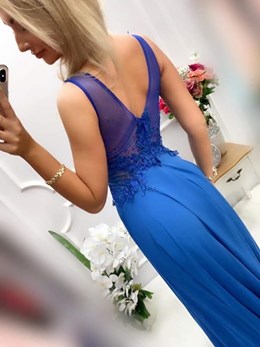 Sukienka długa siateczka tył chaber