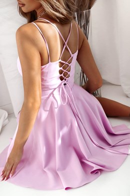 Sukienka krótka wiązana matowa róż