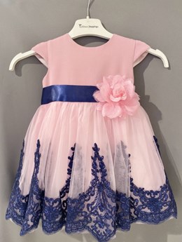 Sukienka dziecięca tiul róża przód róż/granat