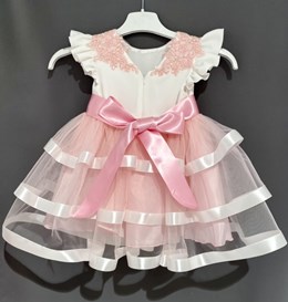 Sukienka dziecięca koronka na ramionach róż