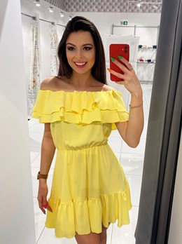 Sukienka krótka hiszpanka gładka żółty