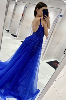 Sukienka długa gorset brokat tren chaber