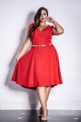 Sukienka krótka z paseczkiem czerwony