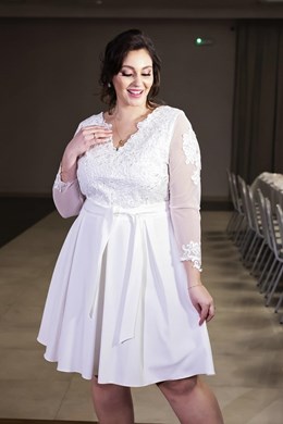 Sukienka krótka koronka góra biel