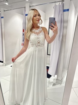 Sukienka długa zdobione plecy biały