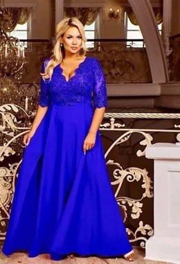 Sukienka długa rękawek do łokcia chaber