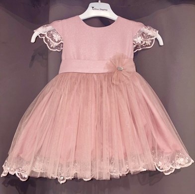 Sukienka dziecięca rękawek koronka róż