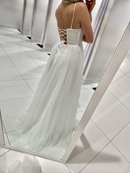 Sukienka długa gorset tiul ramiączka biel