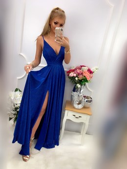 Sukienka długa brokatowa odkryte plecy chaber