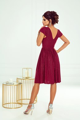 Sukienka krótka wysoki stan brokat bordo