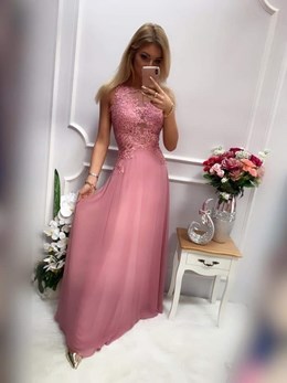 Sukienka długa paski wrzos