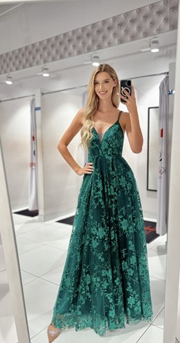 Sukienka długa tiul wiązanie plecy zieleń