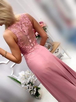 Sukienka długa paski wrzos