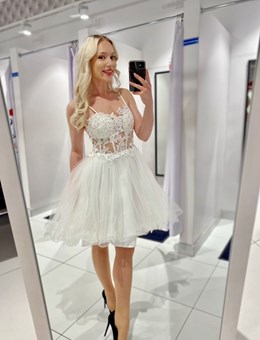 Sukienka krótka tiul gorset biel