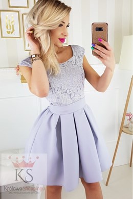 Sukienka krótka gładki dół szary