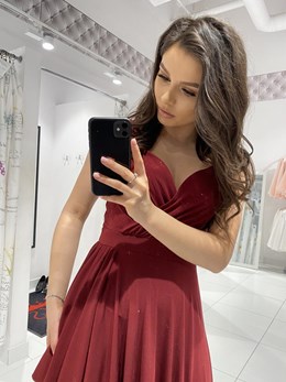 Sukienka asymetryczna brokat bordo