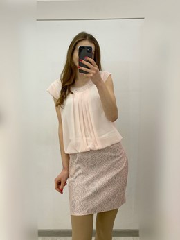 Sukienka krótka wzór dekolt róż/srebrny