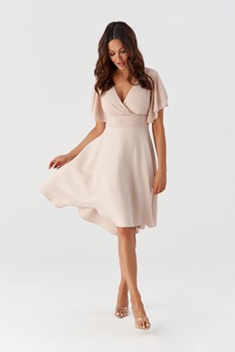 Sukienka krótka pas rękawek beż