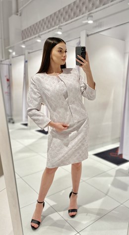 Żakiet materiałowy wzór róż/srebro