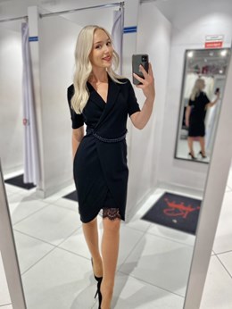 Sukienka krótka marynarka łańcuszek czerń