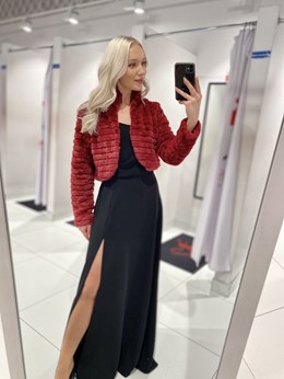 Bolerko futerko broszka bordo