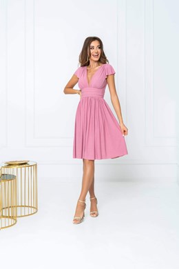 Sukienka krótka wysoki stan brokat wrzos