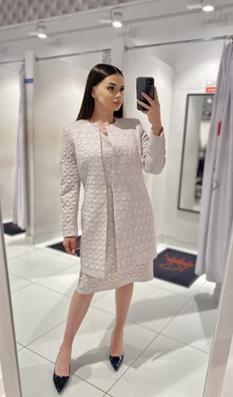 Sukienka krótka rękawek połysk krople róż