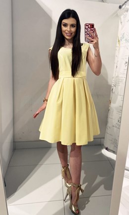 Sukienka krótka rozkloszowana żółta