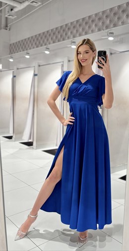 Sukienka długa pas rękawek chaber