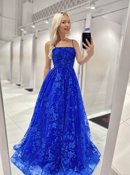 Sukienka długa balowa brokatowe kwiaty chaber