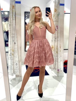 Sukienka krótka ramiączka zdobiony dół róż