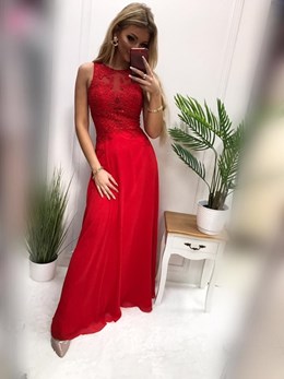 Sukienka długa paski czerwona