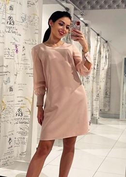 Sukienka krótka z długim rękawem róż