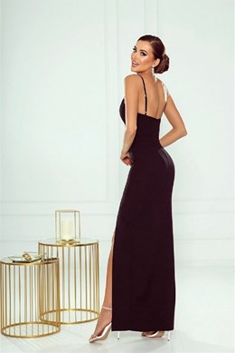 Sukienka długa dopasowana prosta ramiączka czerń