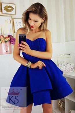 Sukienka krótka siatka ramiączka chaber