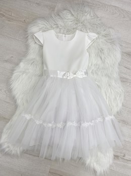 Sukienka dziecięca tiul kokarda biel
