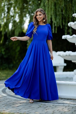 Sukienka długa 3/4 rękawek wiązanie plecy chaber