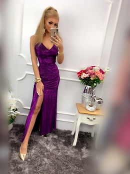 Sukienka długa błyszcząca syrenka fiolet