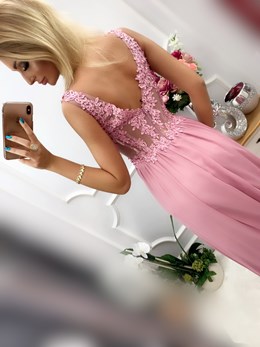 Sukienka długa gorset prześwity wrzos