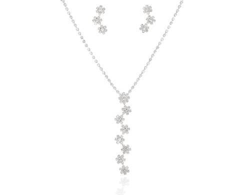 Komplet cyrkonie kwiatki złoto/srebro