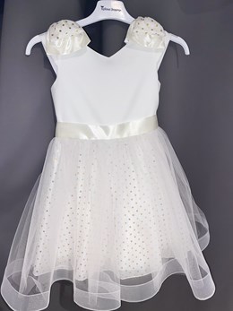 Sukienka dziecięca tiul złote kropeczki biel