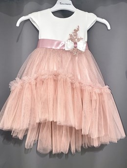 Sukienka dziecięca tiul asymetria wrzos