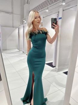 Sukienka długa rybka pióra bez ramiączek zieleń