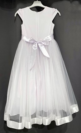 Sukienka dziecięca długa tiul kokarda biel