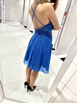 Sukienka krótka ramiączka na krzyż niebieski