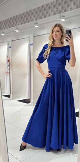 Sukienka długa 3/4 rękawek wiązanie plecy chaber