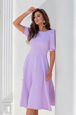 Sukienka midi 3/4 rękawek wiązanie plecy lila